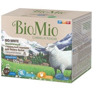 Стиральный порошок для белого белья без запаха, BioMio, 1500гр