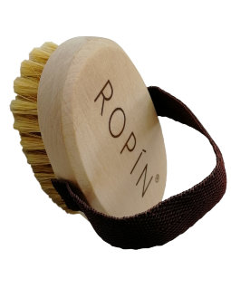 Щётка берёзовая с натуральной щетиной (КАБАН) для сухого массажа с ремешком. Средняя жёсткость, 120 мм, ROPIN